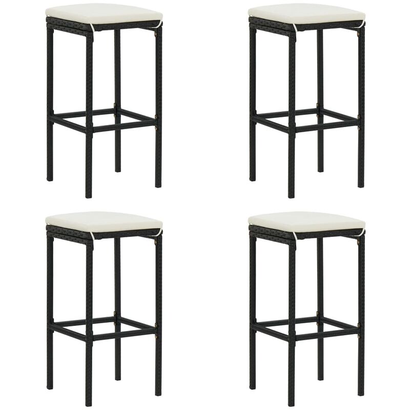 

Taburetes de cocina con cojines 4 uds ratán sintético negro