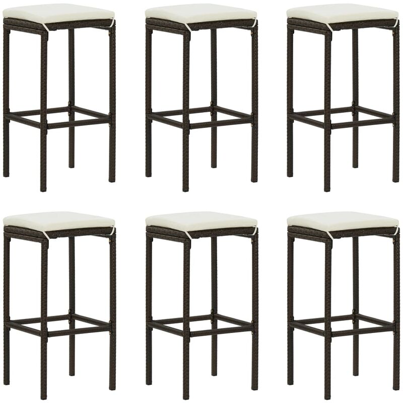

Taburetes de cocina con cojines 6 uds ratán sintético marrón