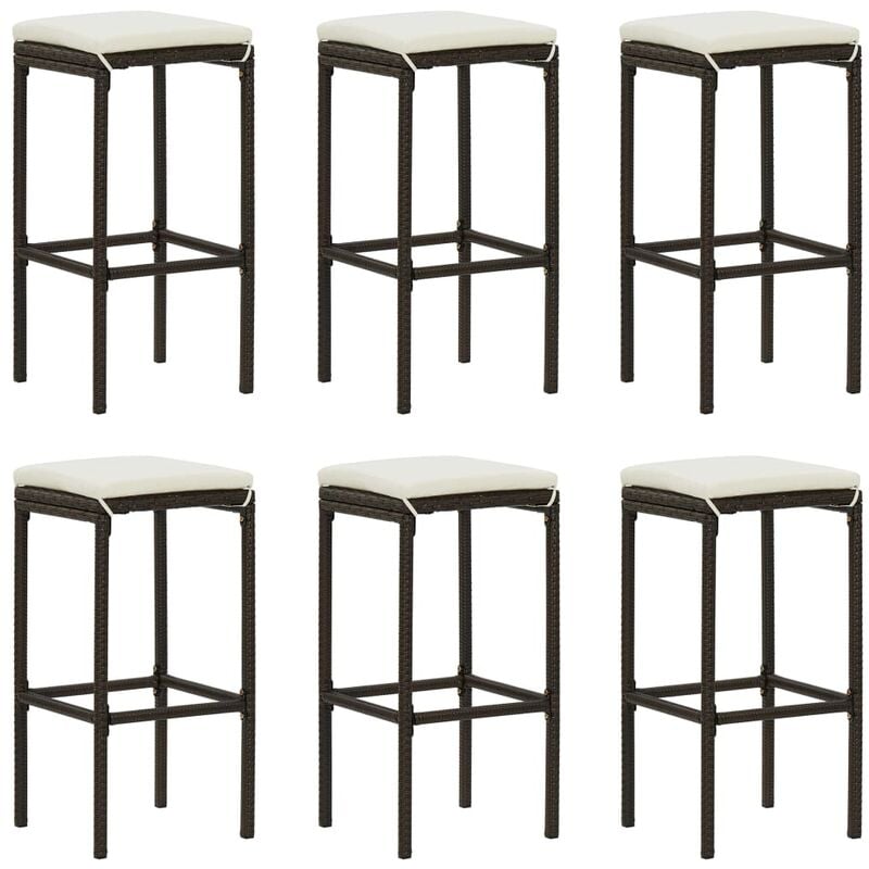 

Taburetes de cocina con cojines 6 uds ratán sintético marrón - Marrón