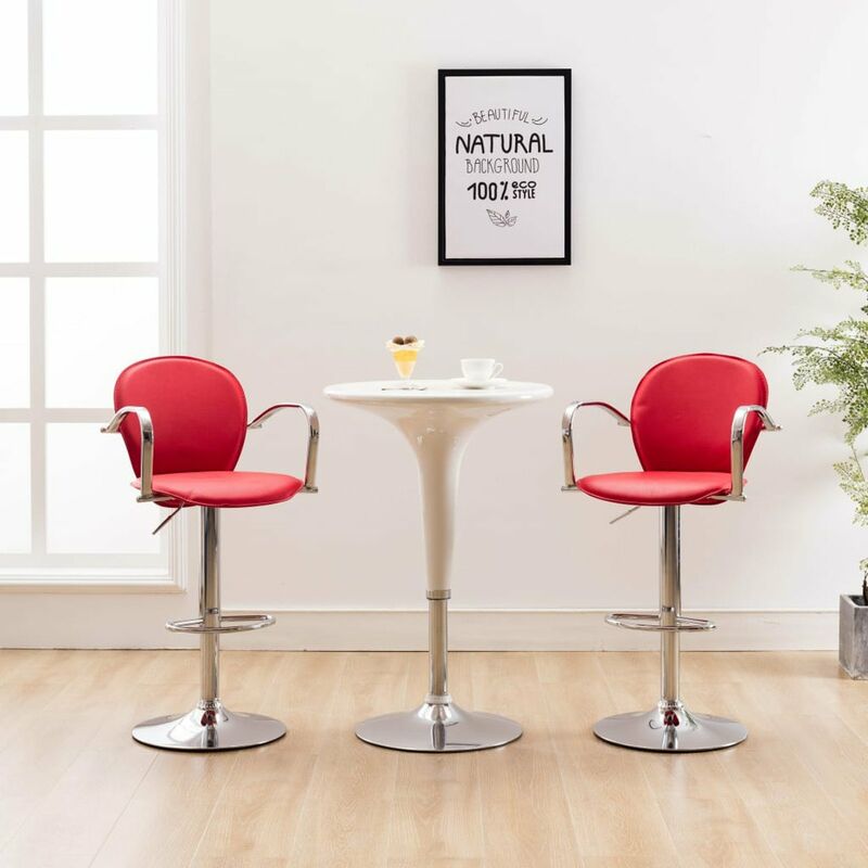 

Happyshopping - Taburetes de cocina con reposabrazos 2 uds cuero sintetico rojo