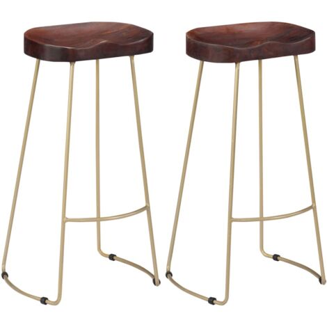 Taburetes de cocina gavin 2 unidades madera maciza de mango