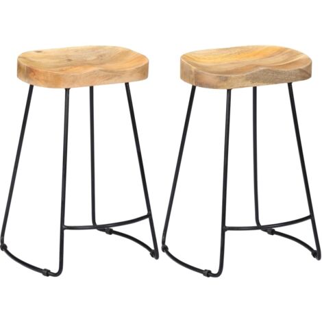 Taburetes de cocina gavin 2 unidades madera maciza de mango