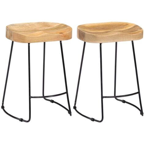Taburetes de cocina gavin 2 unidades madera maciza de mango