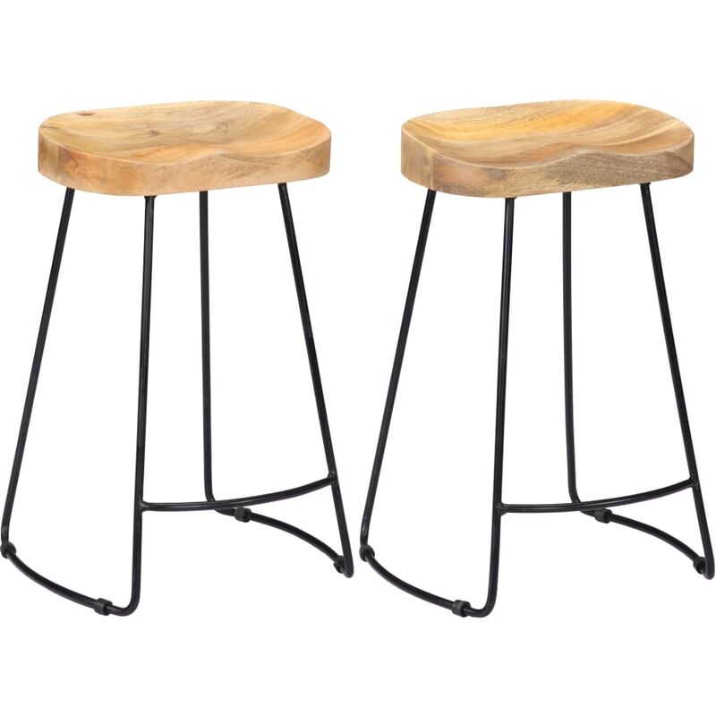 

Taburetes de cocina gavin 2 unidades madera maciza de mango - Marrón