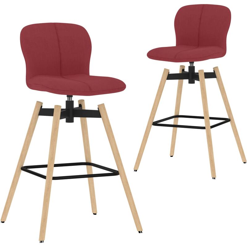 

vidaXL Taburetes de Cocina Giratorios 2 Unidades Tela Rojo Tinto - Rojo