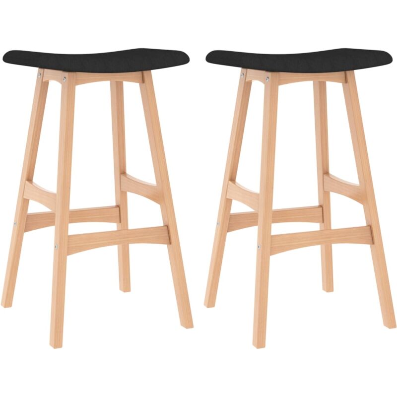 

vidaXL Taburetes de Cocina 2 Unidades Tela Negros - Negro