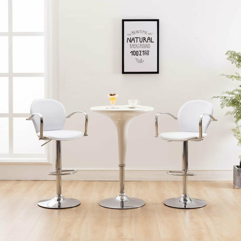 

Taburetes de cocina reposabrazos 2 uds cuero sintetico blanco