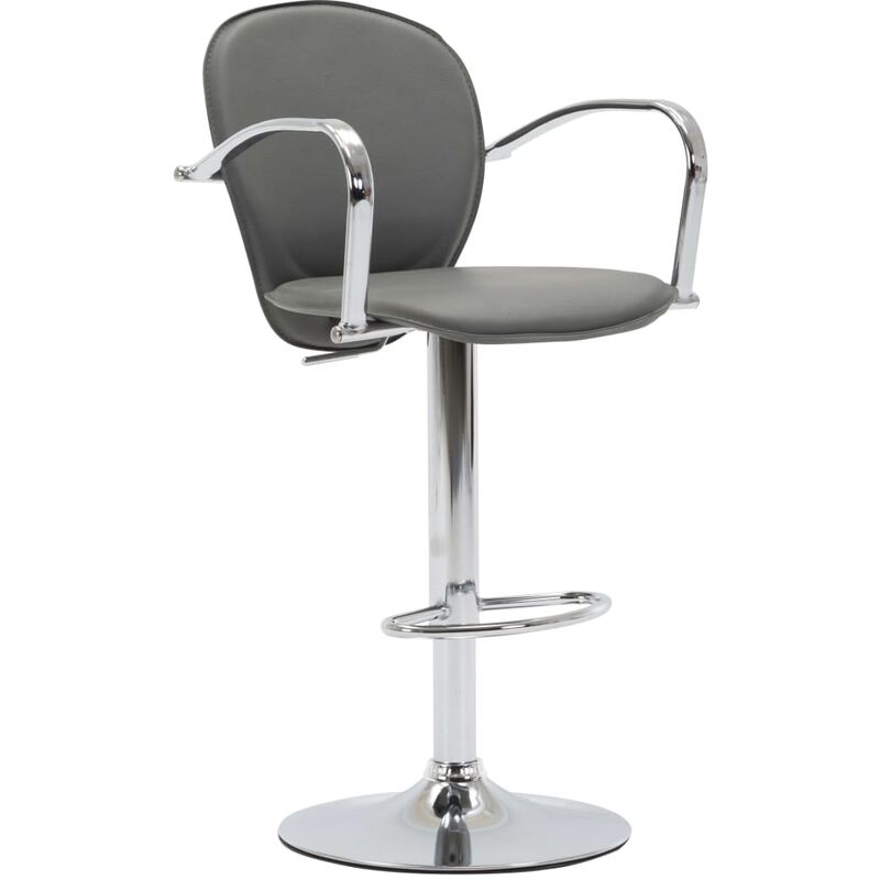 

vidaXL Taburete de Cocina con Resposabrazos Cuero Sintético Gris - Gris