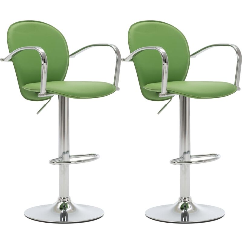 

vidaXL Taburete de Cocina con Resposabrazos Cuero Sintético 2 Unidades Verde - Verde