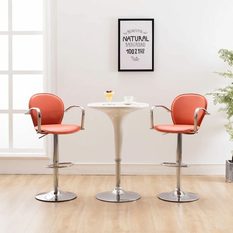 

Taburetes de cocina reposabrazos 2 uds cuero sintético naranja - Naranja