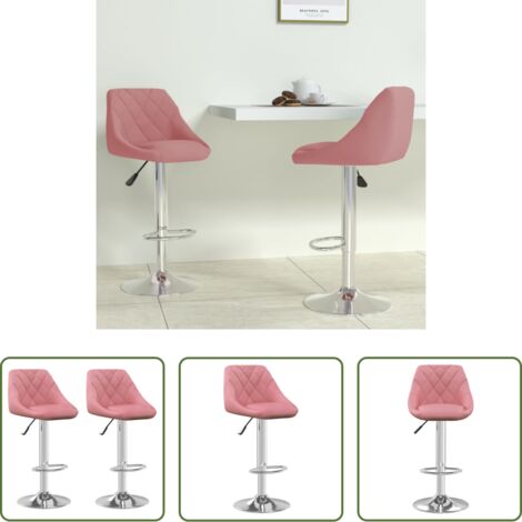 Taburetes de cocina -  Taburete de cocina 2 unidades de terciopelo rosa