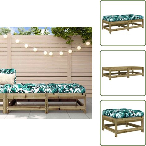 Taburetes de exterior - vidaXL Taburetes de jardín con cojines 2 uds madera de pino impregnada - Cojines de asiento