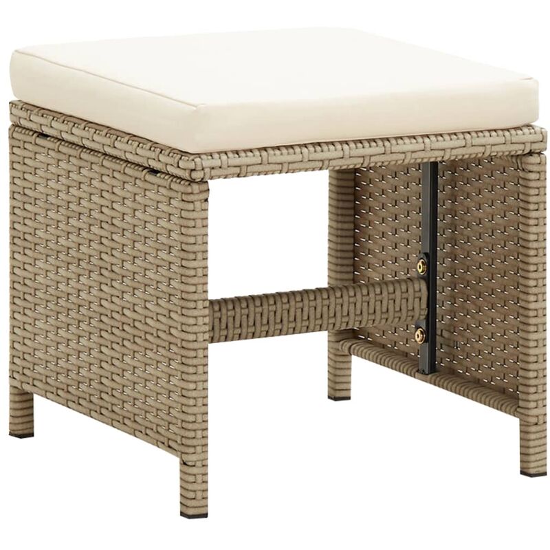 

Taburetes de jardín 2 uds con cojines ratán sintético beige