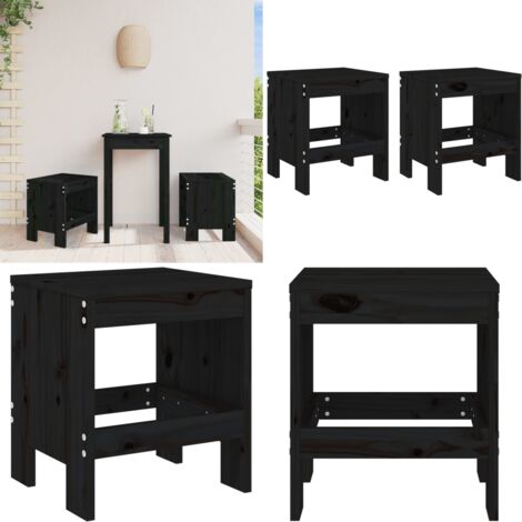 Taburetes de jardín 2 uds madera maciza pino negro 40x36x45 cm - Madera maciza - Pino negro