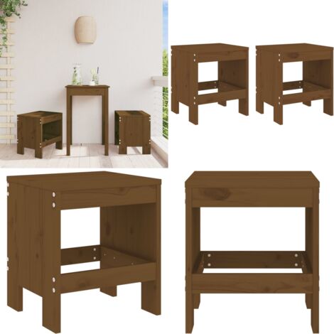Taburetes de jardín 2 uds madera pino marrón miel 40x36x45 cm - Madera maciza - Pino