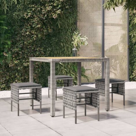 Taburetes de jardín 4 uds con cojines ratán sintético gris vidaXL