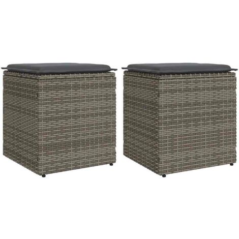 Taburetes de jardín con cojines 2 uds gris 40x40x43 cm