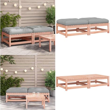 Taburetes de jardín con cojines 2 uds madera abeto de Douglas - Cojín para taburete - Muebles de jardín