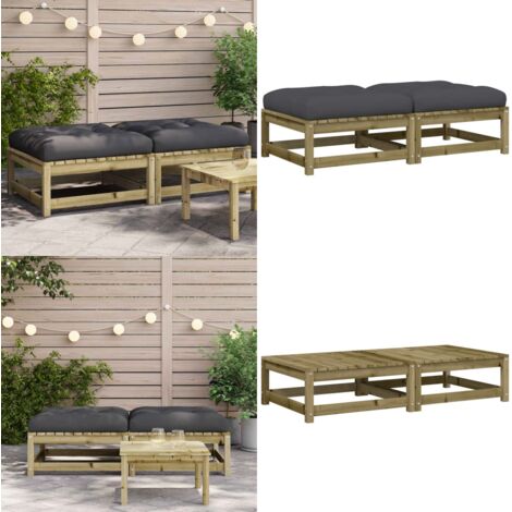 Taburetes de jardín con cojines 2 uds madera de pino impregnada - Cojines para taburetes - Muebles de jardín