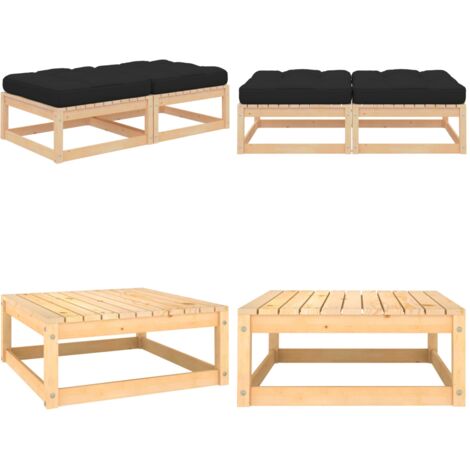 Taburetes de jardín con cojines 2 uds madera maciza de pino - Cojín de asiento - Madera de pino