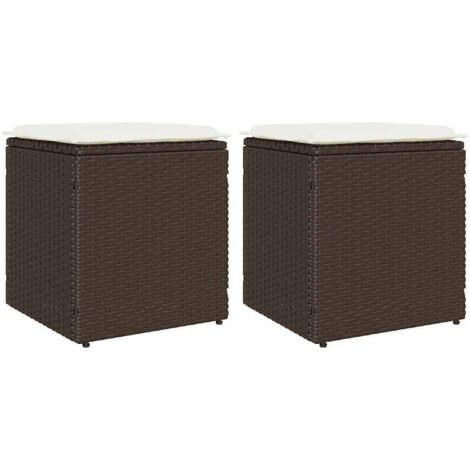 Taburetes de jardín con cojines 2 uds marrón 40x40x43 cm