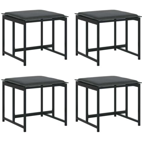 Taburetes de jardín con cojines 4 uds acero y textilene negro vidaXL
