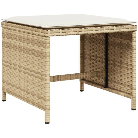 Taburetes de jardín con cojines 4 uds ratán PE beige 41x41x36cm vidaXL