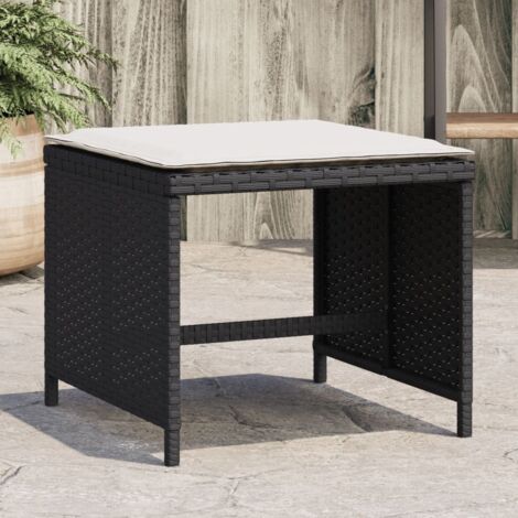 Taburetes de jardín con cojines 4 uds ratán PE negro 40x40x35cm vidaXL