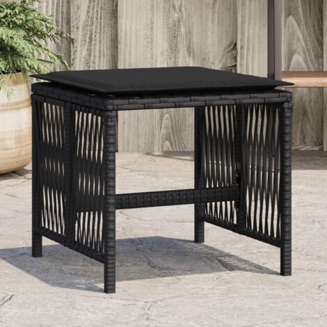 Taburetes de jardín con cojines 4 uds ratán PE negro 41x41x36cm vidaXL
