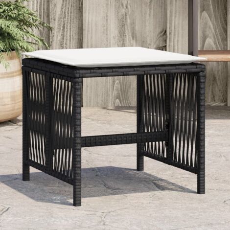 Taburetes de jardín con cojines 4 uds ratán PE negro 41x41x36cm vidaXL