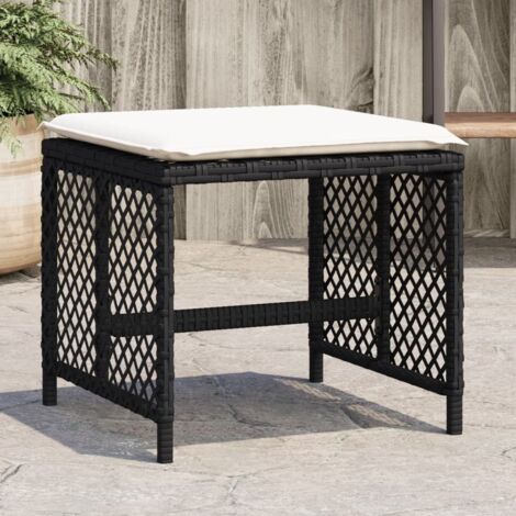 Taburetes de jardín con cojines 4 uds ratán PE negro 41x41x36cm vidaXL