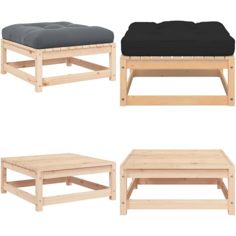 Taburetes de jardín con cojines madera maciza de pino - Cojín de madera - Madera de pino