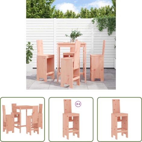 Taburetes de jardín -  Mesa alta y taburetes de jardín 5 piezas madera maciza Douglas