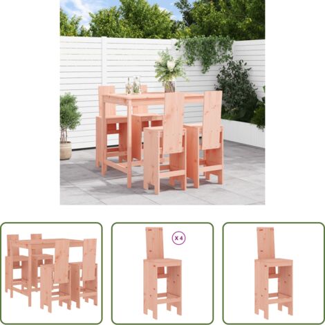 Taburetes de jardín -  Mesa alta y taburetes de jardín 5 piezas madera maciza Douglas