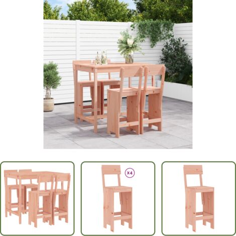 Taburetes de jardín -  Mesa alta y taburetes de jardín 5 piezas madera maciza Douglas