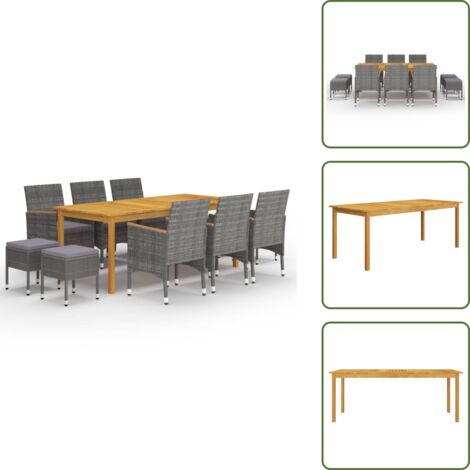 Taburetes de jardín - vidaXL Juego de comedor de jardín de 11 piezas gris - Comedor exterior