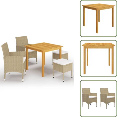 Taburetes de jardín - vidaXL Juego de comedor de jardín de 5 piezas beige - Comedor de jardín