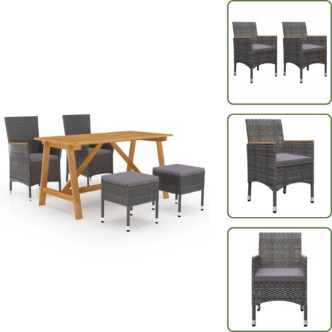 Taburetes de jardín - vidaXL Juego de comedor de jardín de 5 piezas gris - Comedor exterior