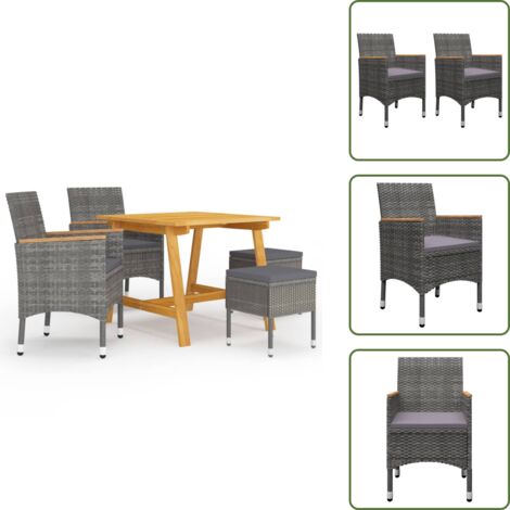 Taburetes de jardín - vidaXL Juego de comedor de jardín de 5 piezas gris - Comedor exterior
