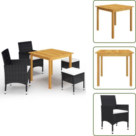 Taburetes de jardín - vidaXL Juego de comedor de jardín de 5 piezas negro - Comedor de jardín