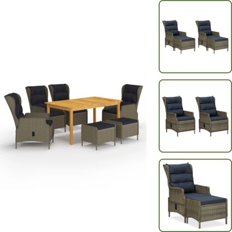 Taburetes de jardín - vidaXL Juego de comedor para jardín 7 piezas marrón - Comedor exterior