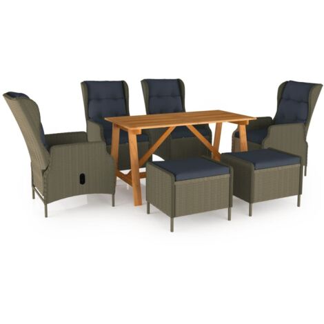 Taburetes de jardín - vidaXL Juego de comedor para jardín 7 piezas marrón - Comedor exterior