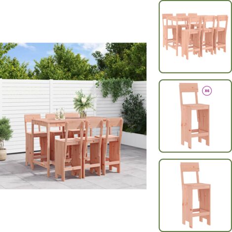 Taburetes de madera - vidaXL Juego de muebles de jardín 7 pzas madera maciza abeto Douglas - Madera maciza Douglas