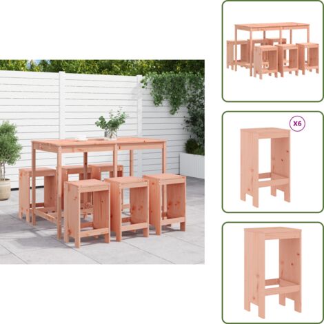 Taburetes de madera - vidaXL Juego de muebles de jardín 7 pzas madera maciza abeto Douglas - Muebles de jardín de madera