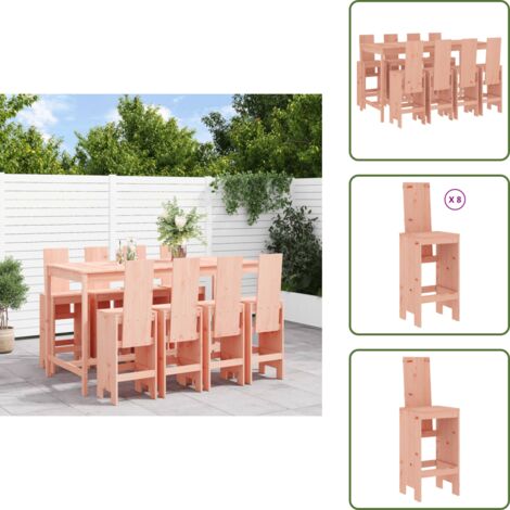 Taburetes de madera - vidaXL Juego de muebles de jardín 9 pzas madera maciza abeto Douglas - Madera de abeto Douglas