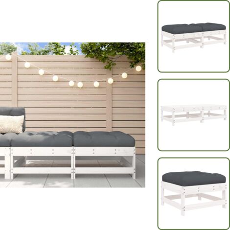 Taburetes de madera - vidaXL Taburetes de jardín con cojines 2 uds madera maciza pino blanco - Cojines de asiento