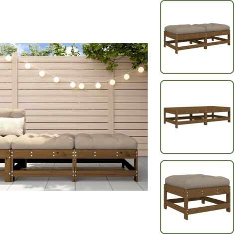 Taburetes de madera - vidaXL Taburetes de jardín con cojines 2 uds madera pino marrón miel - Cojines de asiento