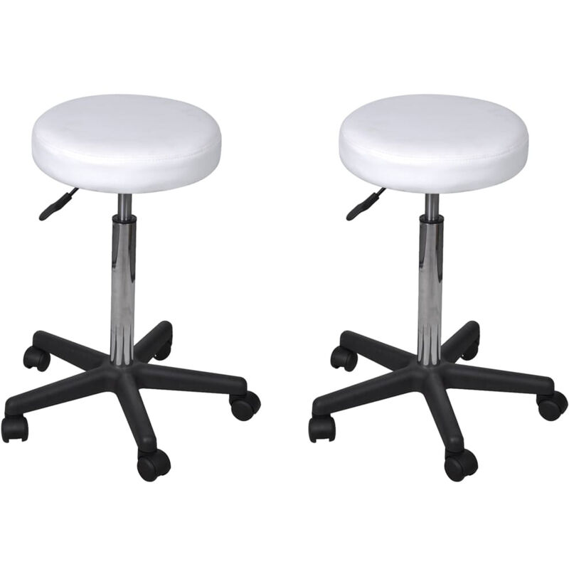 

Taburetes de oficina 2 uds cuero sintetico blanco 35,5x98 cm