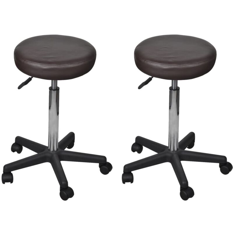 

vidaXL Taburetes de Oficina 2 Unidades Cuero Sintético 35,5x98 cm Marrón - Marrón