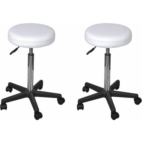 Taburetes de oficina 2 uds cuero sintético blanco vidaXL